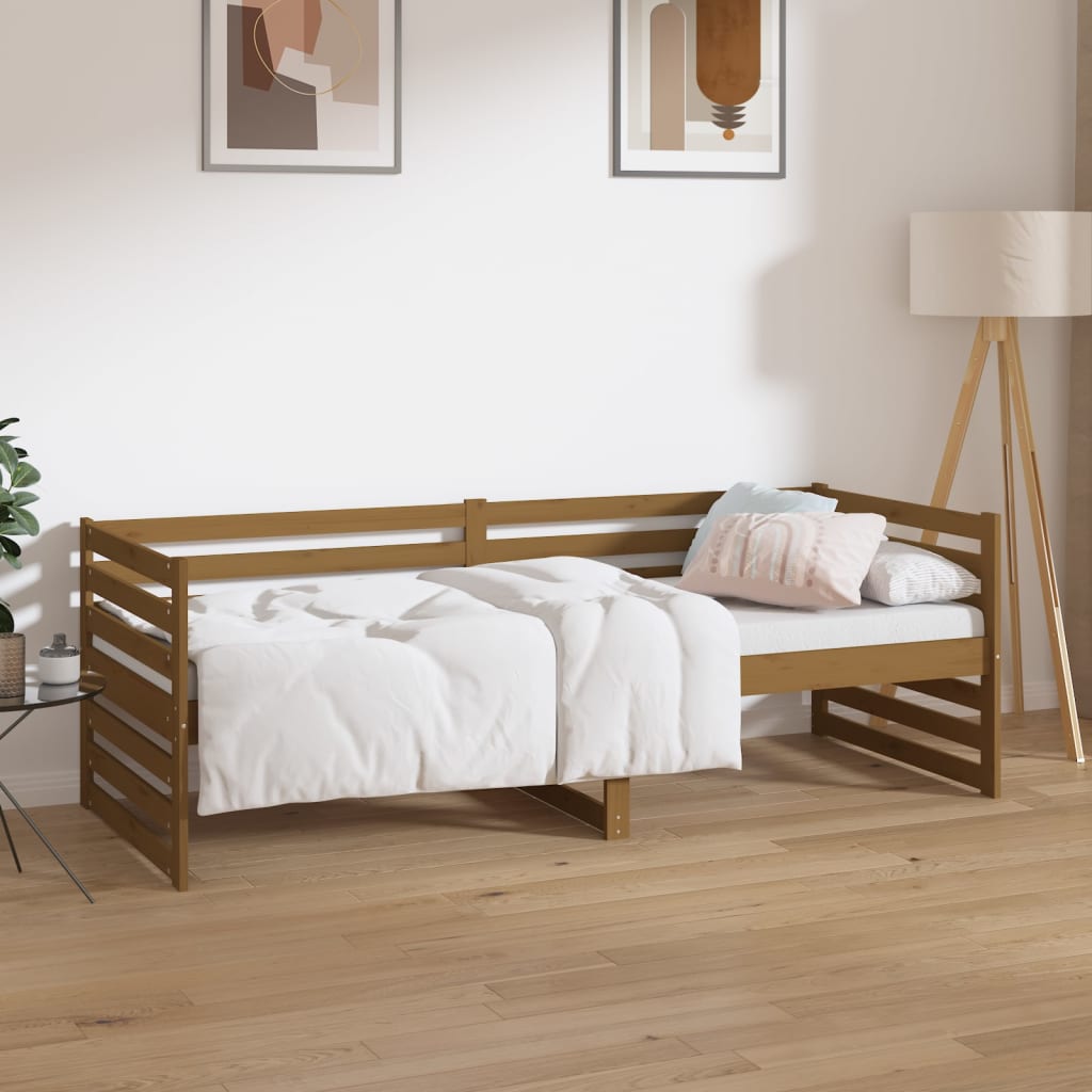 Vetonek Sofá cama sin colchón madera maciza pino marrón miel 80x200 cm