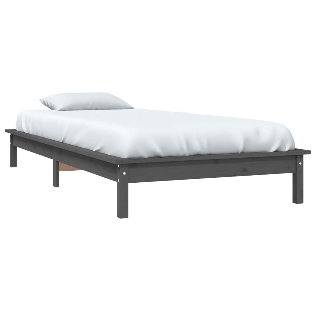 Estructura de cama madera maciza de pino gris 100x200 cm