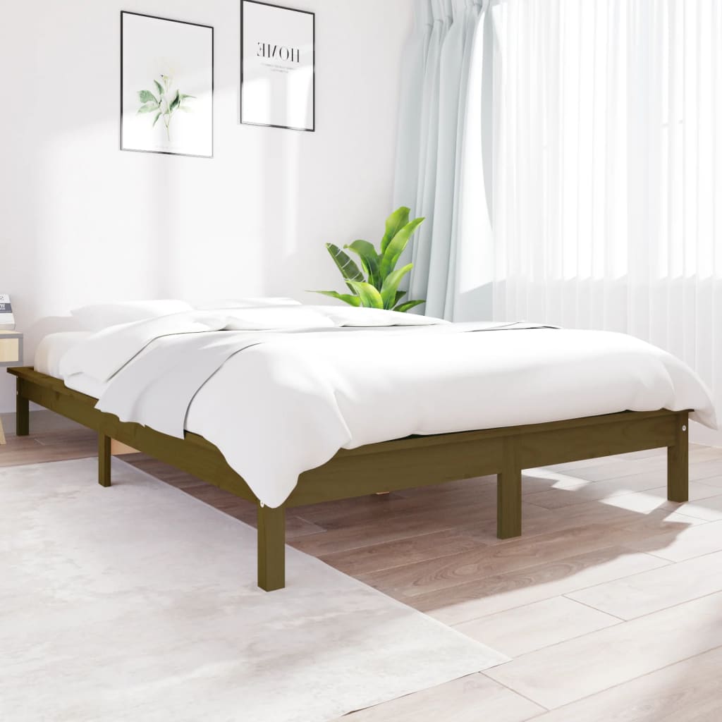 Vetonek Estructura de cama madera maciza pino marrón miel 120x200 cm