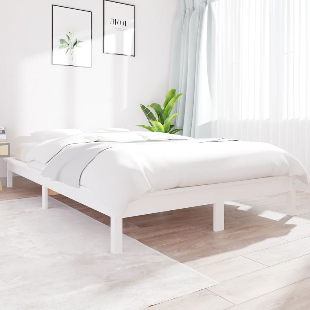 Vetonek Estructura de cama madera maciza de pino blanca 140x200 cm