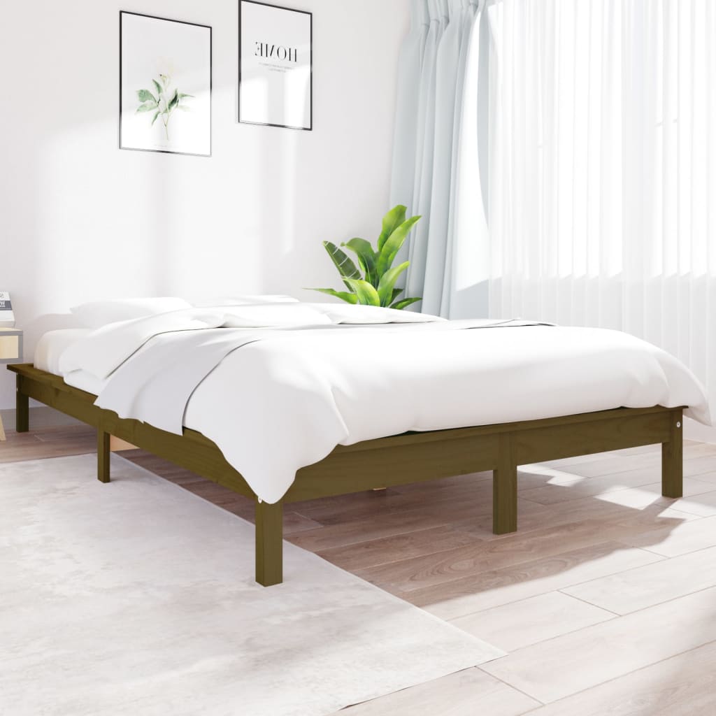 Vetonek Estructura de cama madera maciza pino marrón miel 140x200 cm