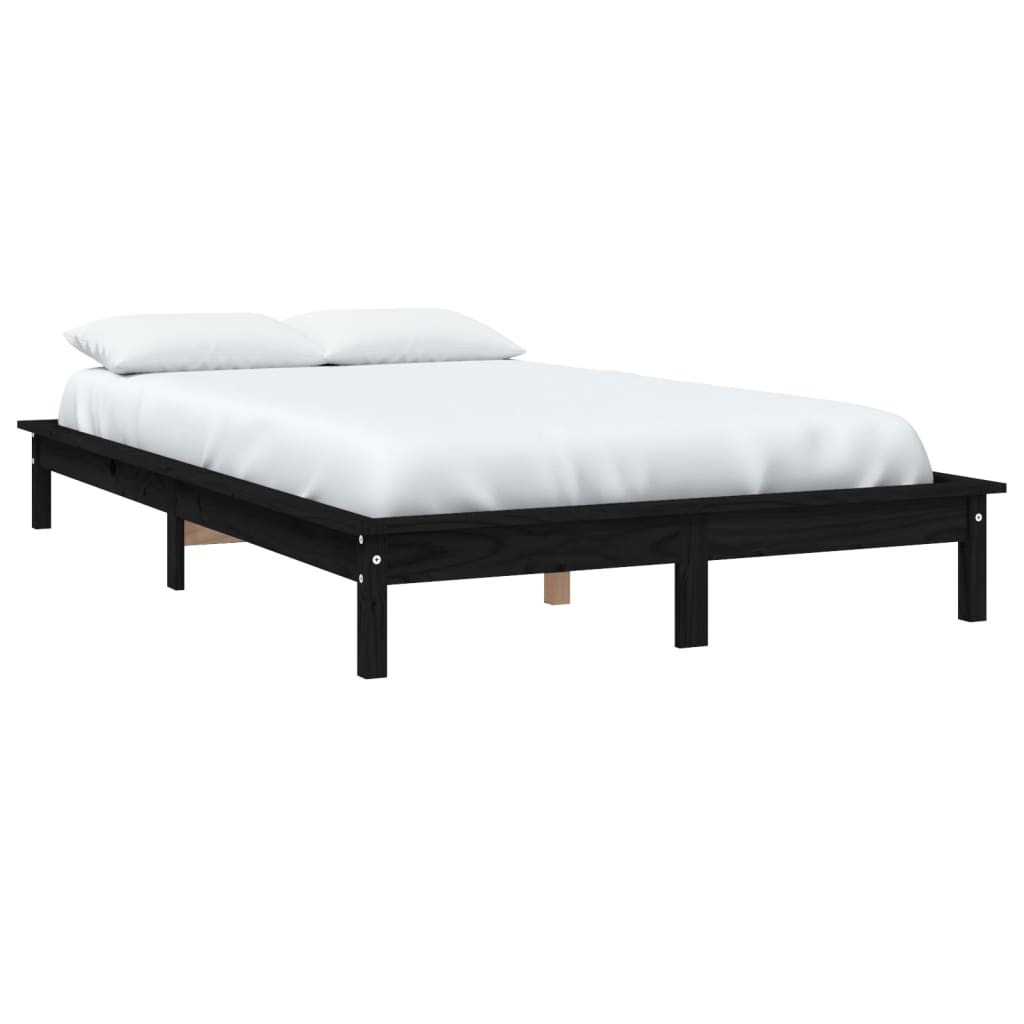 Estructura de cama madera maciza de pino negro 140x200 cm