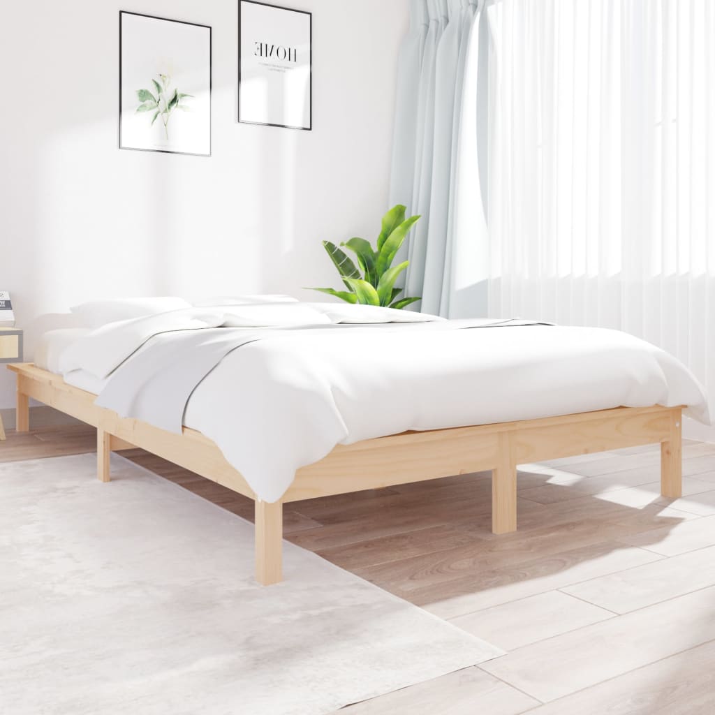 Vetonek Estructura de cama doble sin colchón madera maciza