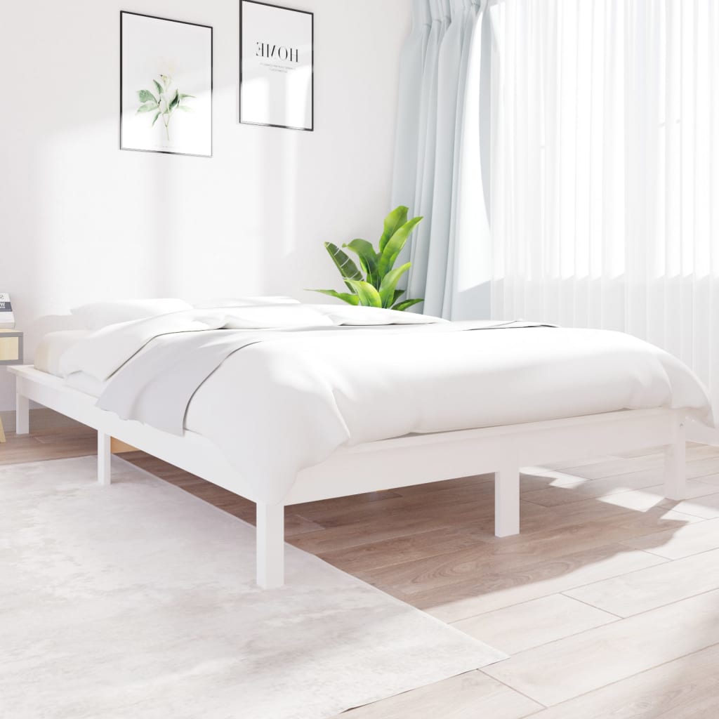 Vetonek Estructura de cama madera maciza de pino blanco 120x190 cm