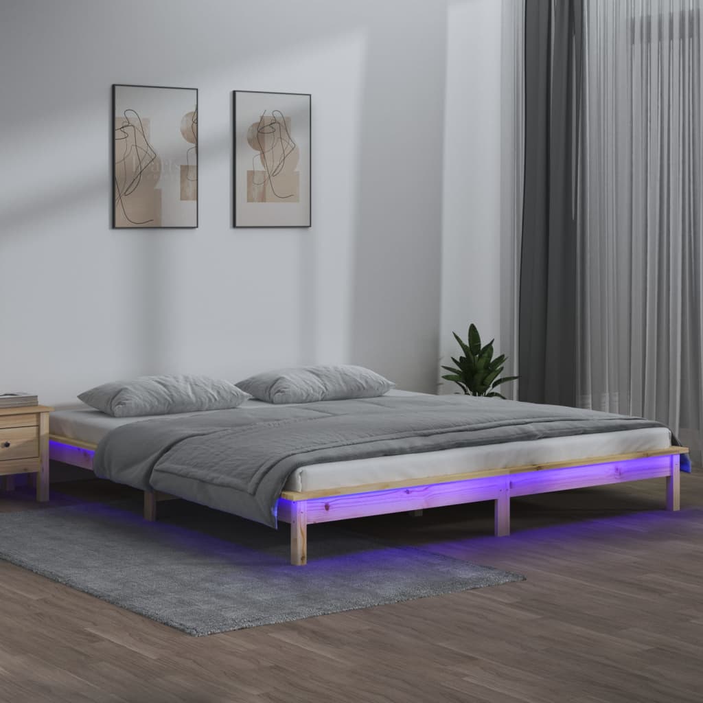 Vetonek Estructura de cama LED sin colchón madera maciza 120x200 cm