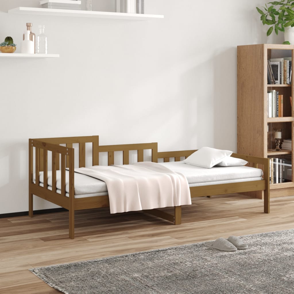 Vetonek Sofá cama sin colchón madera maciza pino marrón miel 80x200 cm