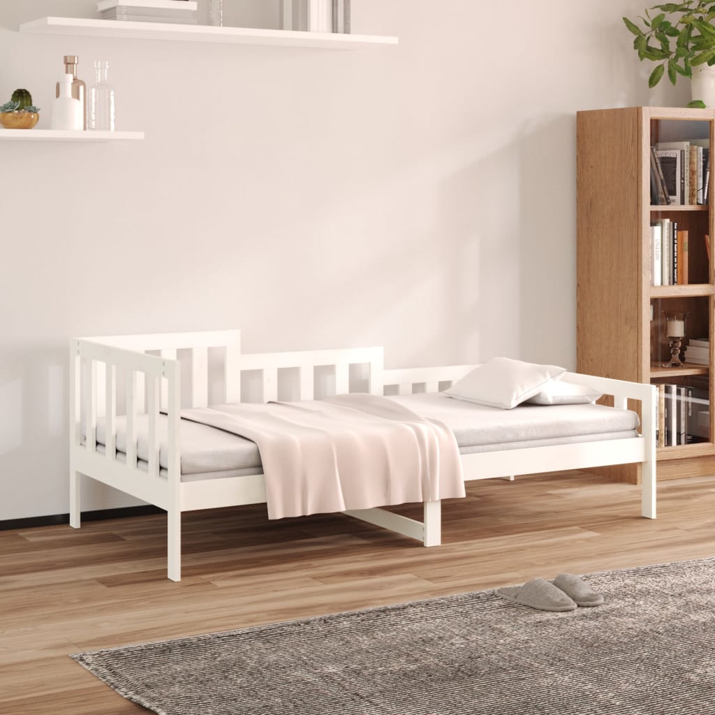 Vetonek Sofá cama sin colchón madera maciza de pino blanco 90x190 cm