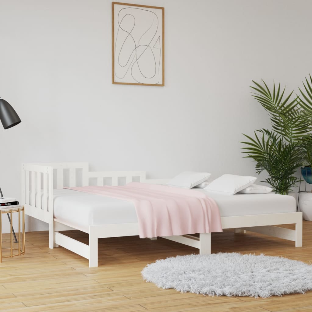 Vetonek Sofá cama extraíble sin colchón blanco 2x(90x200) cm