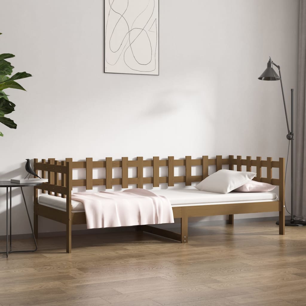 Vetonek Sofá cama sin colchón madera maciza pino marrón miel 80x200 cm