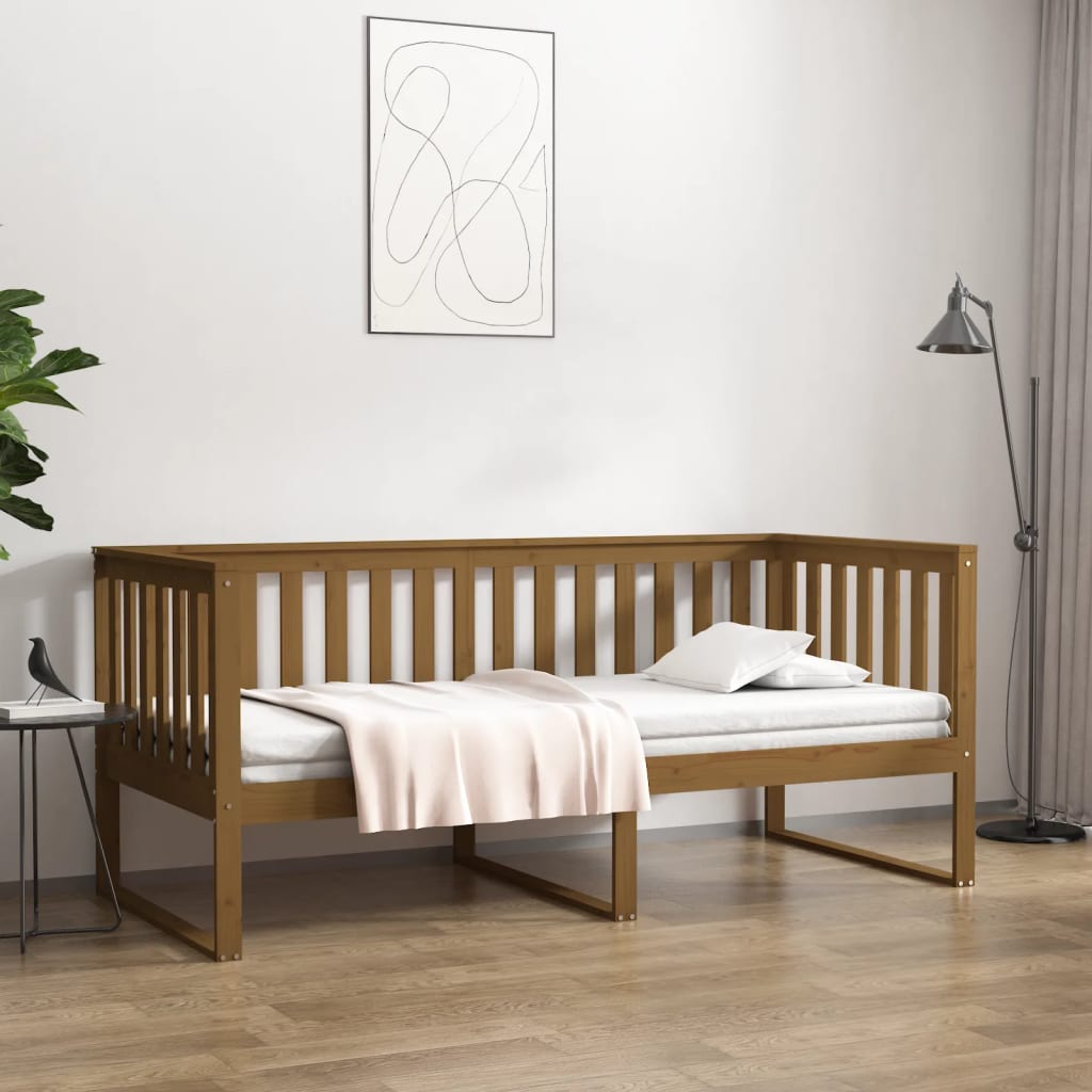 Vetonek Sofá cama sin colchón madera maciza pino marrón miel 90x190 cm