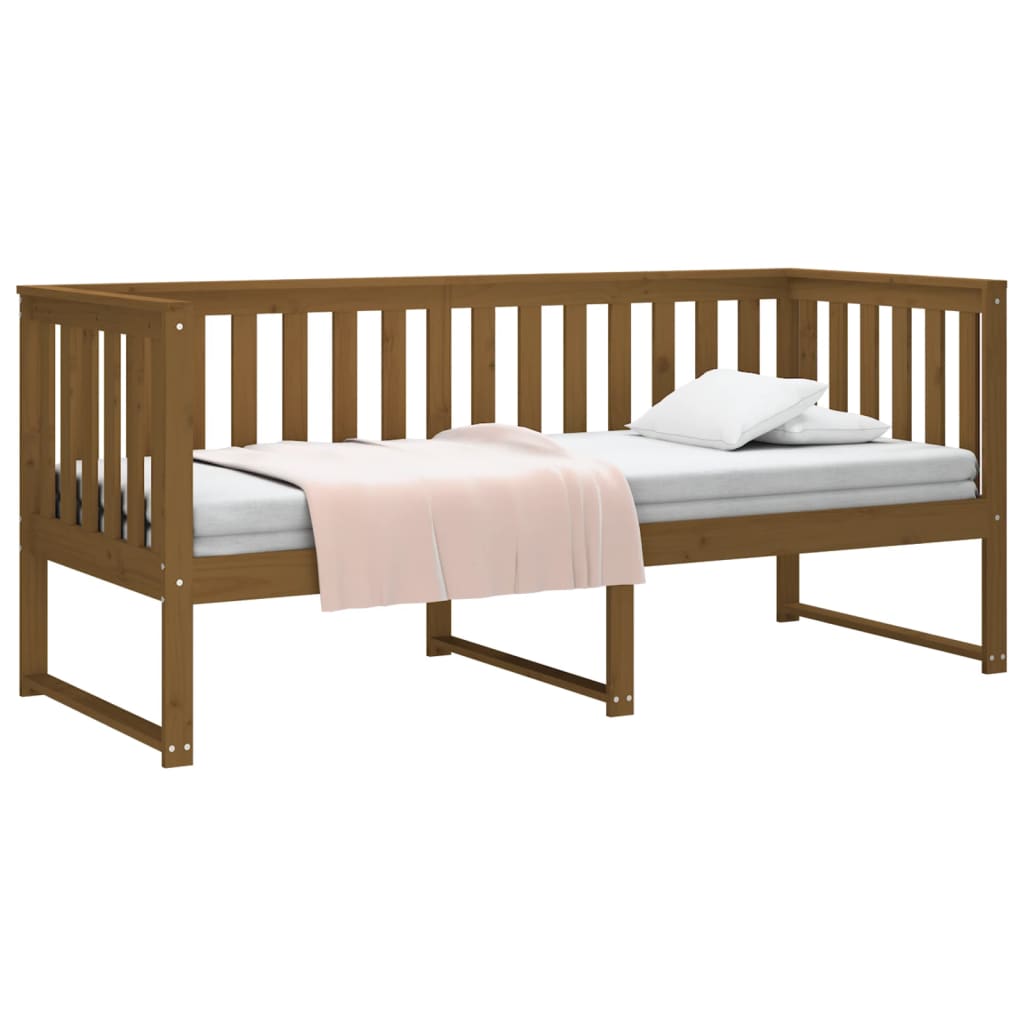 Sofá cama de madera maciza de pino marrón miel 75x190 cm