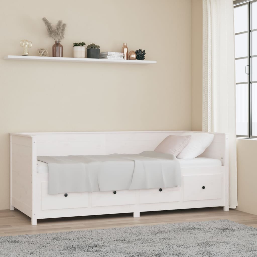 Vetonek Sofá cama sin colchón madera maciza de pino blanco 80x200 cm