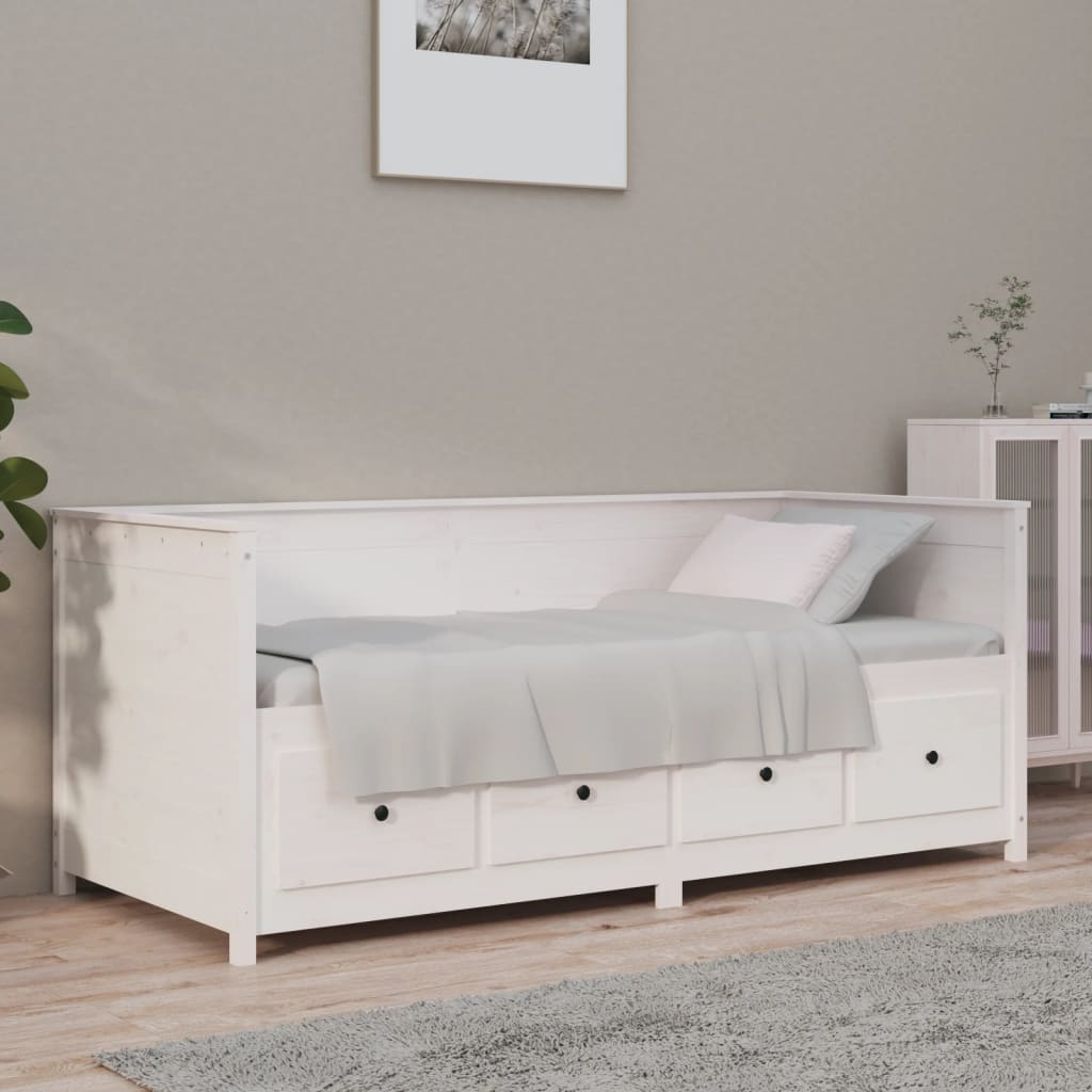 Vetonek Sofá cama sin colchón madera maciza de pino blanco 90x190 cm