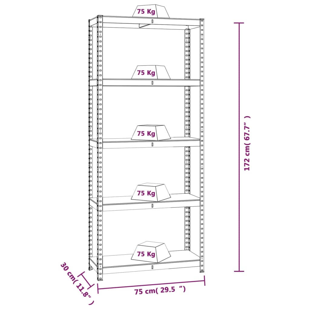 Estantería almacenaje 5 niveles azul madera acero vidaXL