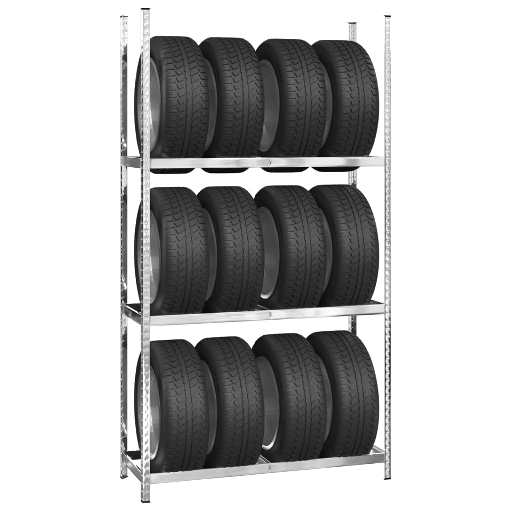 3 -level tire shelf 110x40x200 cm v95 Silver