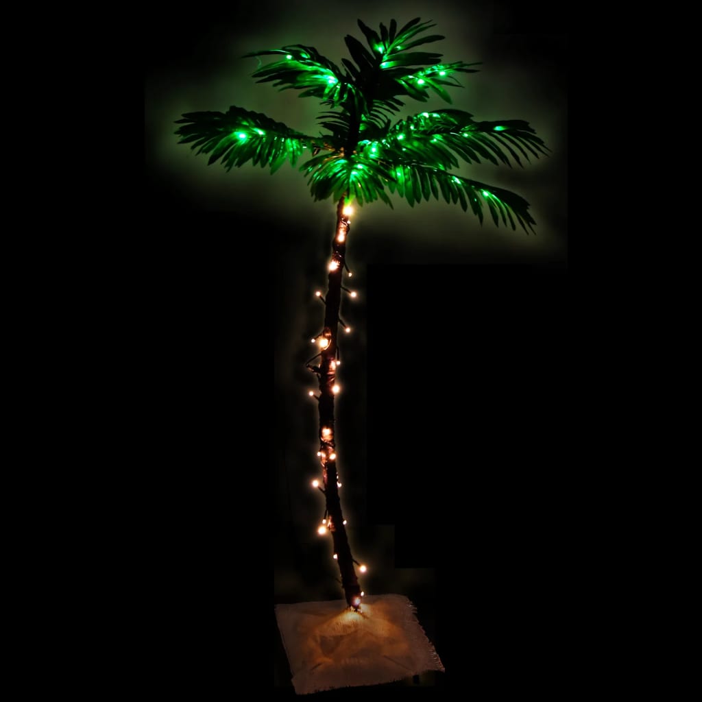 Palma artificiale con 72 LED bianchi caldi 120 cm