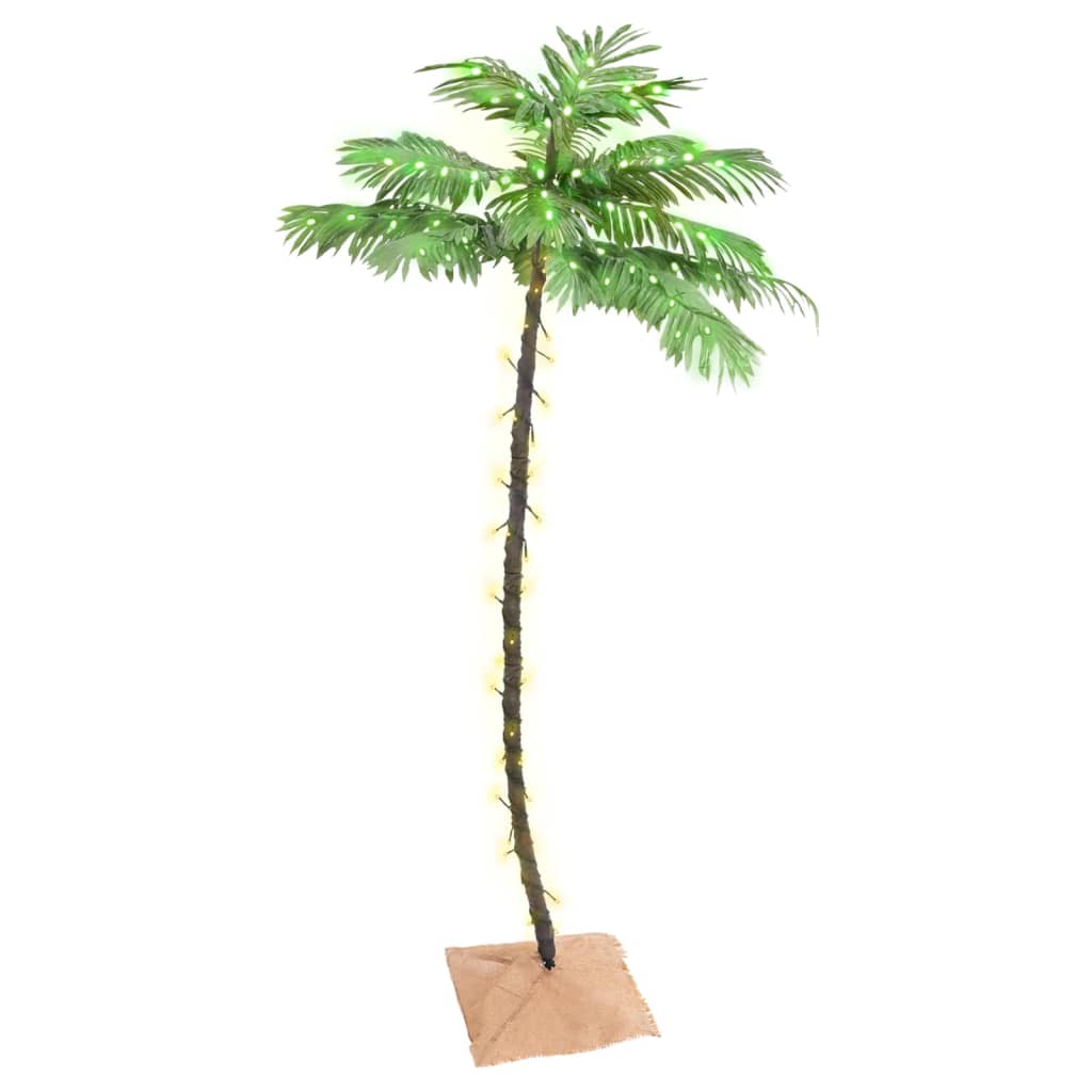 Vetonek Palmera artificial con 96 LED blanco cálido 180 cm