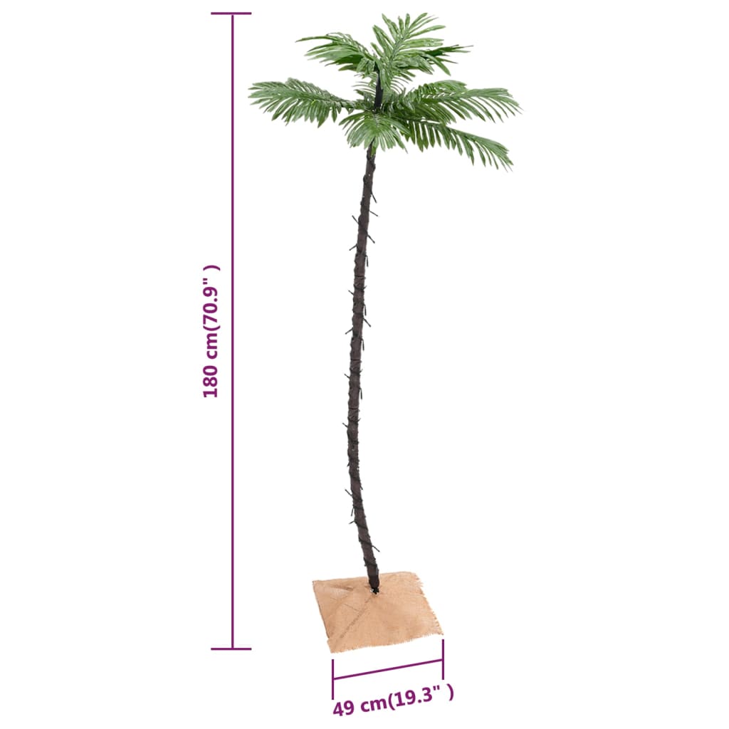 Palmera artificial con 96 LED blanco cálido 180 cm