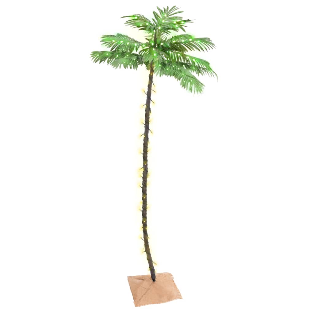 Palmera artificial con 136 LED blanco cálido 220 cm