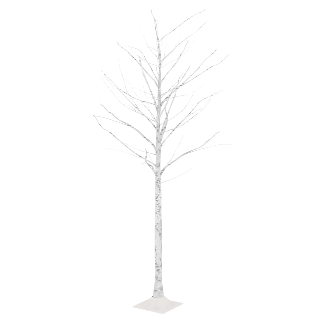 Abedul artificial blanco con 128 LED blanco cálido - 220 cm