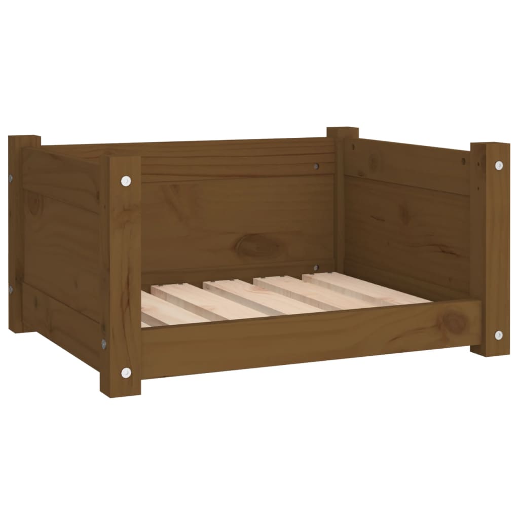 Cama de cachorro para molho de pinheiro marrom de madeira maciça 55,5x45.5x28 cm