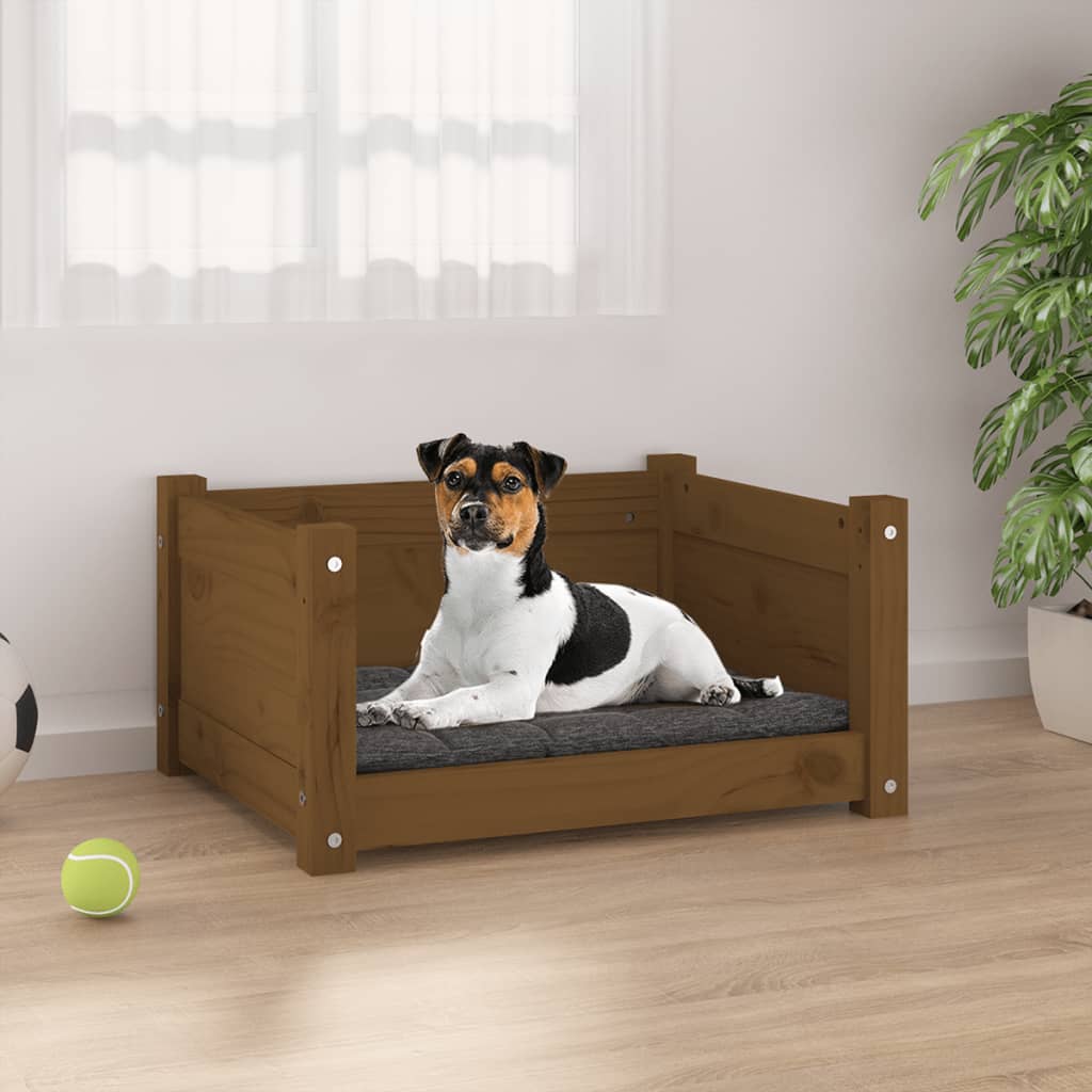 Cama de cachorro para molho de pinheiro marrom de madeira maciça 55,5x45.5x28 cm