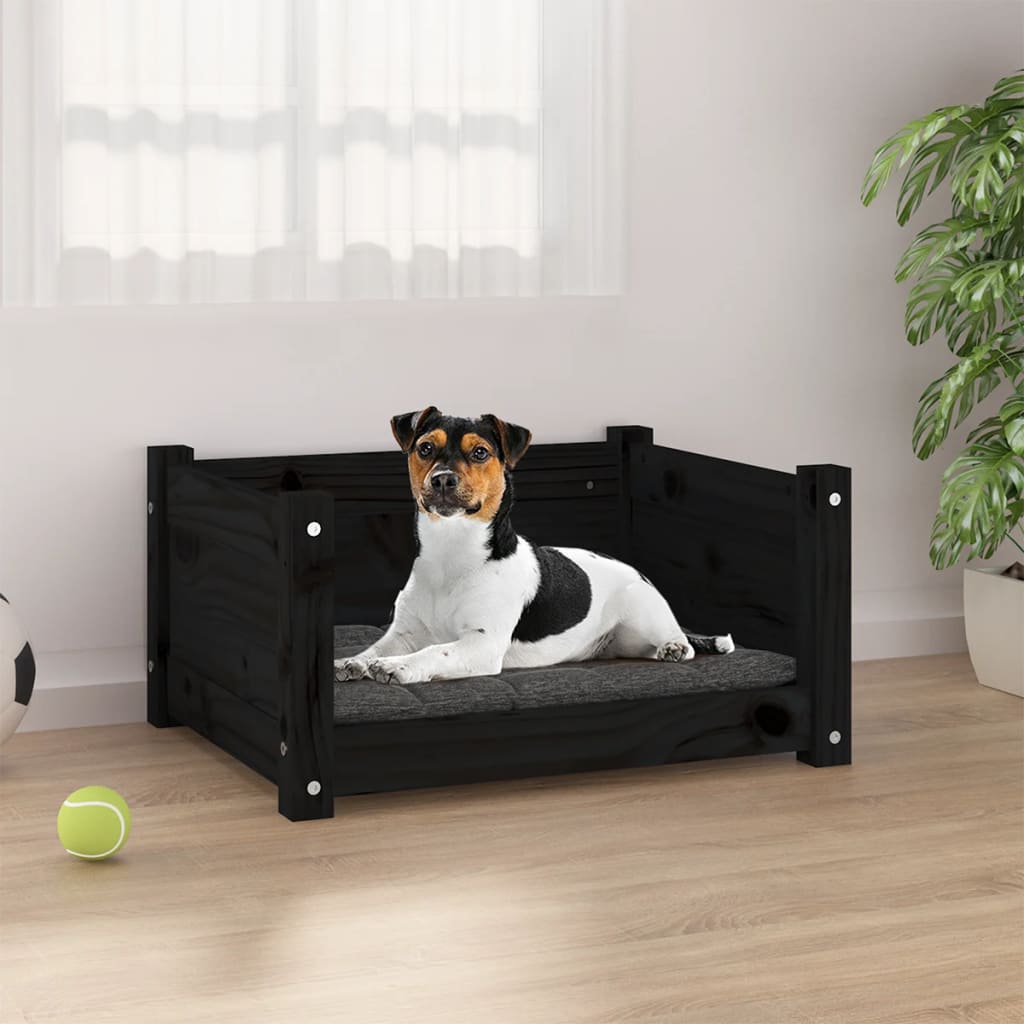 Cama de cachorro de pinheiro preto 55,5x45.5x28 cm