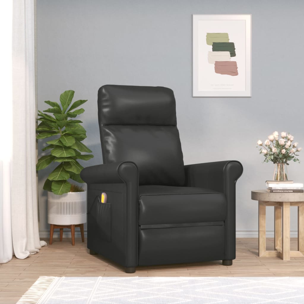 Vetonek Sillón de masaje de cuero sintético negro