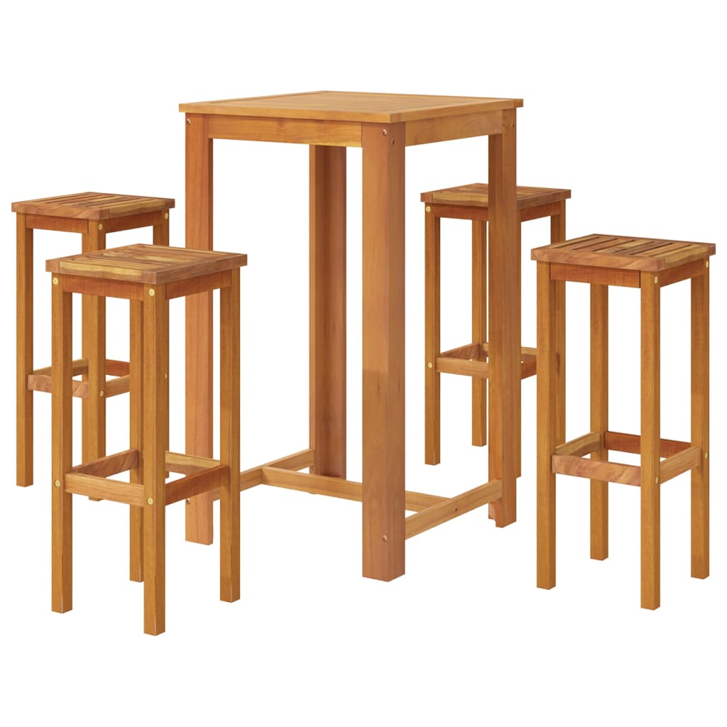 Conjunto de móveis para bar de jardim 5 peças em madeira maciça de acácia V3154 Vetonek