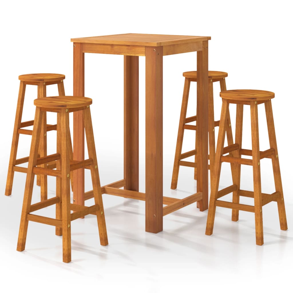 Conjunto de móveis para bar de jardim 5 peças em madeira maciça de acácia V3161 Vetonek