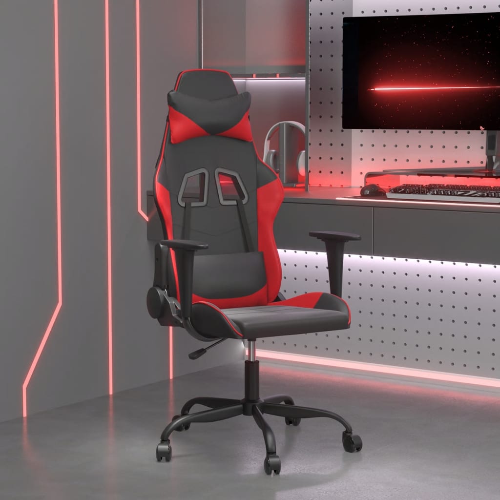 Vetonek Silla gaming de masaje cuero sintético negro y rojo