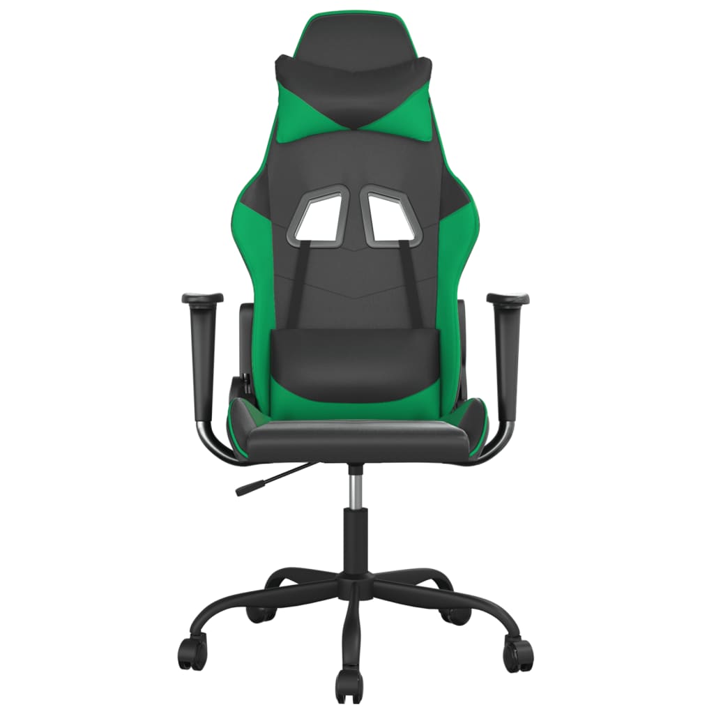 Silla gaming de masaje cuero sintético negro y verde - Vetonek