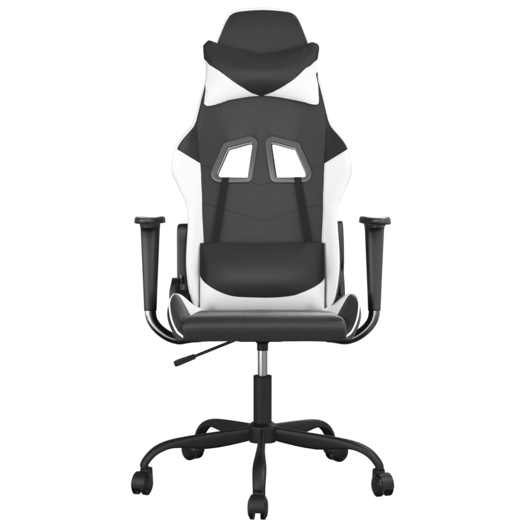 Black and white synthetic leather gaming chair