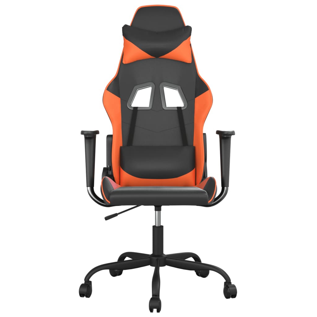 Silla gaming de masaje cuero sintético negro y naranja - Vetonek