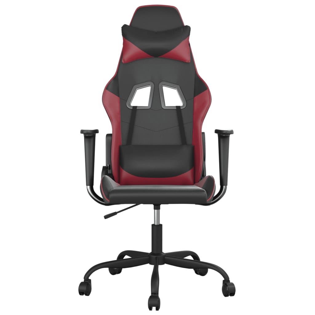 Silla gaming de masaje cuero sintético negro y rojo vino tinto - Vetonek