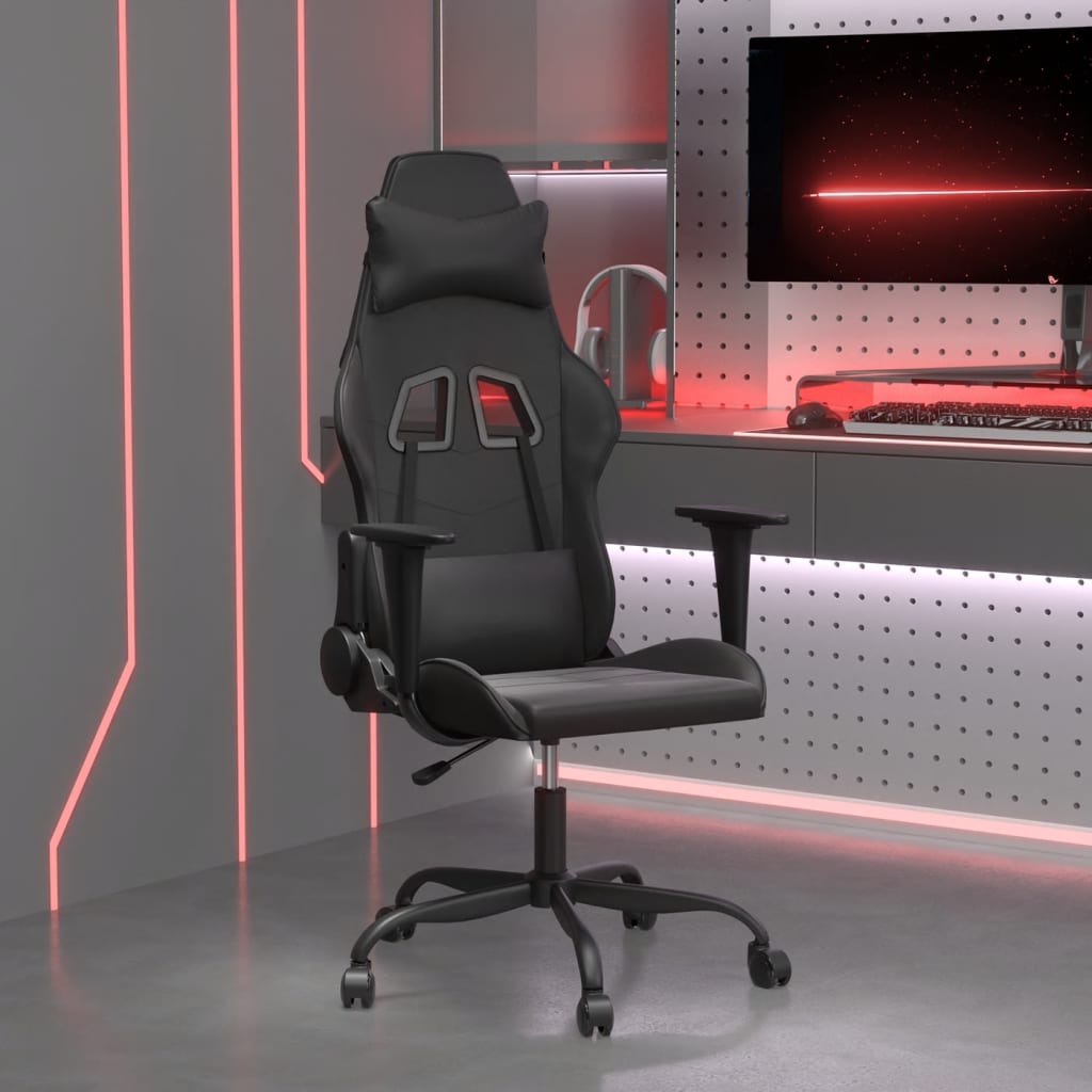 Silla gaming con masaje cuero sintético negro