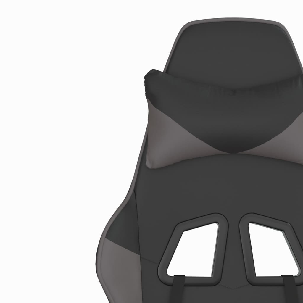 Silla gaming de masaje y reposapiés cuero sintético negro gris - Vetonek