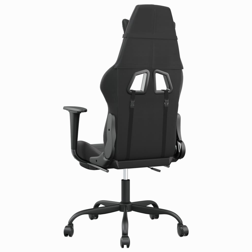 Silla gaming de masaje y reposapiés cuero sintético negro gris - Vetonek