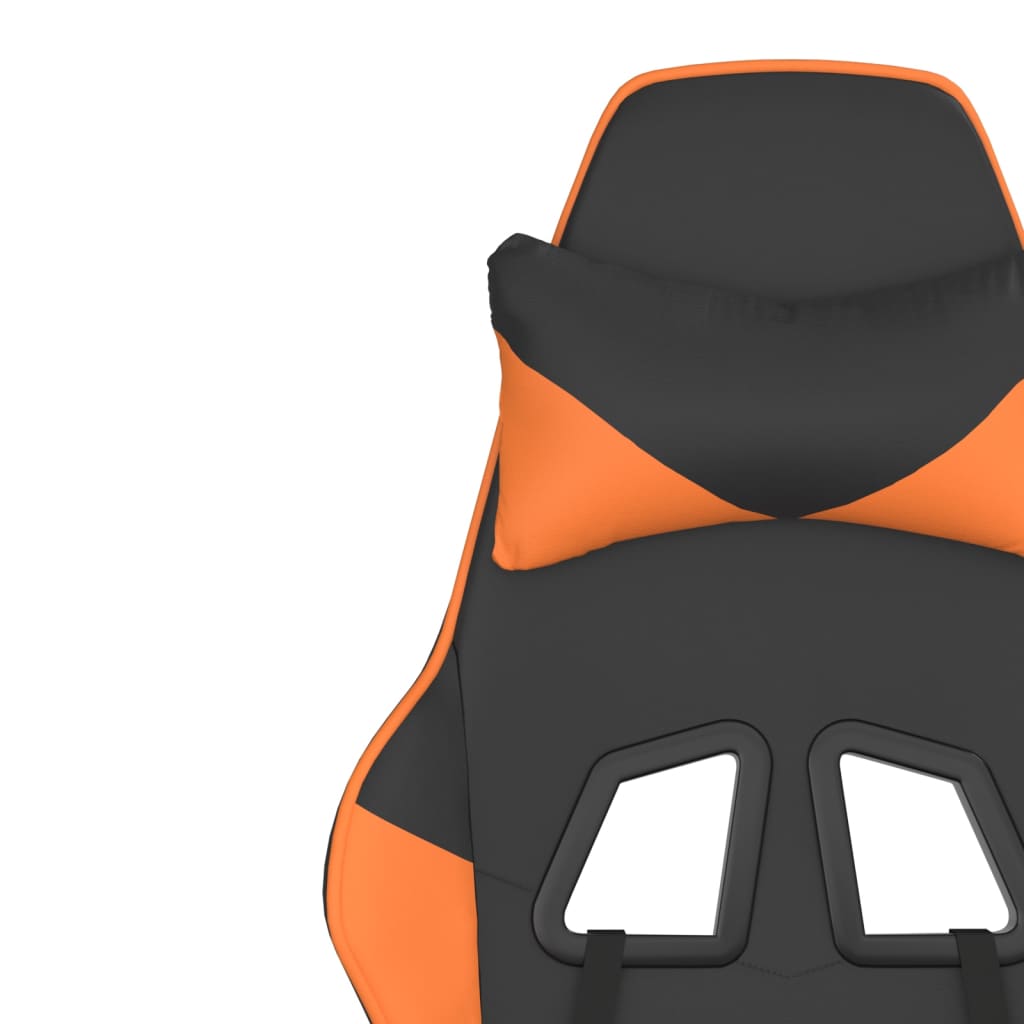 Silla gaming masaje y reposapiés cuero sintético negro naranja vidaXL