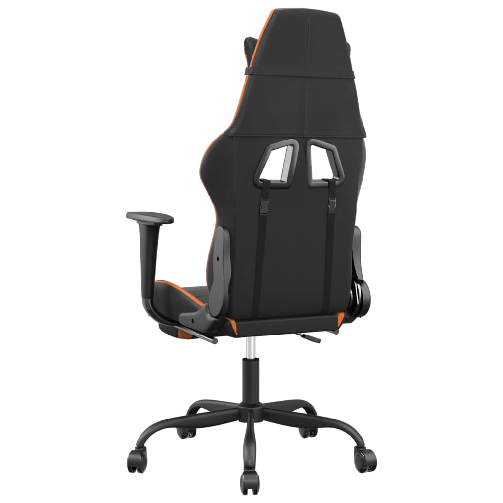 Silla gaming masaje y reposapiés cuero sintético negro naranja vidaXL