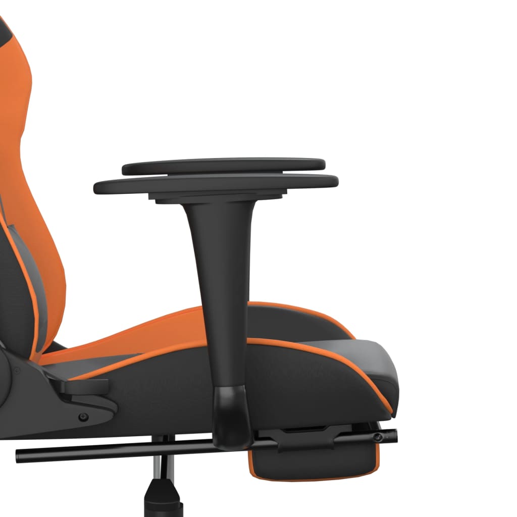 Silla gaming masaje y reposapiés cuero sintético negro naranja vidaXL