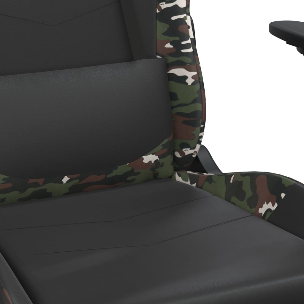 Silla gaming masaje reposapiés cuero sintético negro camuflaje vidaXL