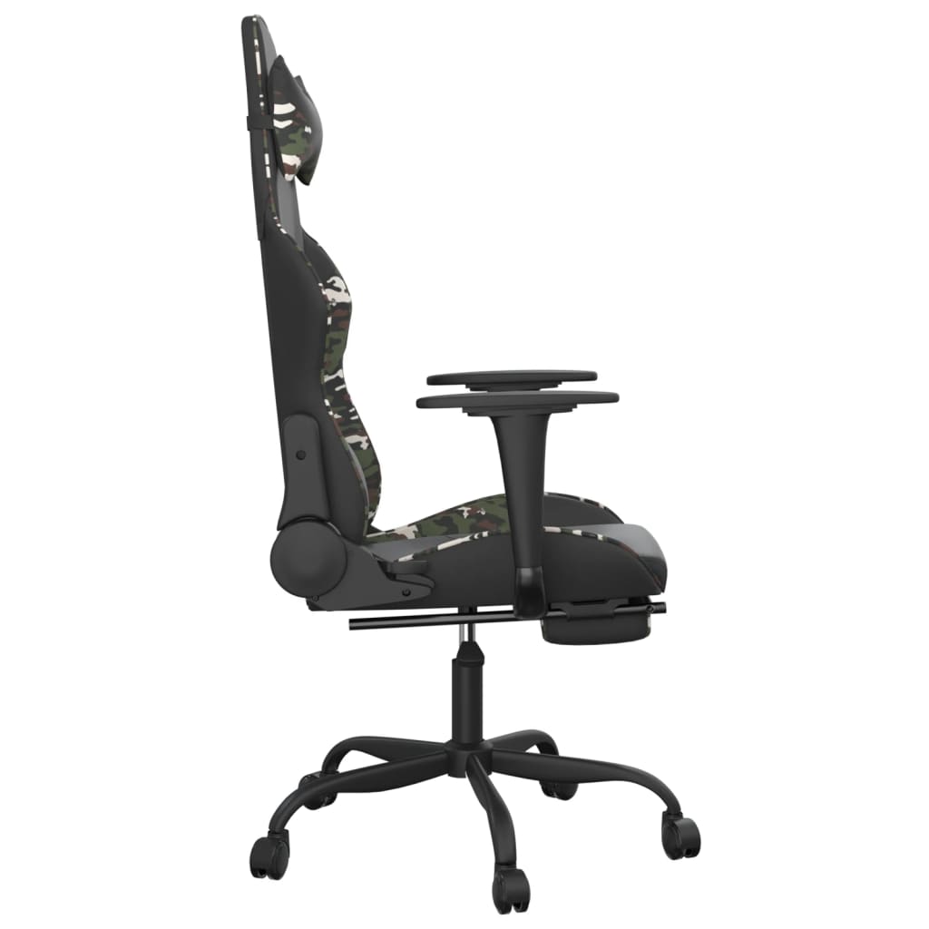 Silla gaming masaje reposapiés cuero sintético negro camuflaje vidaXL