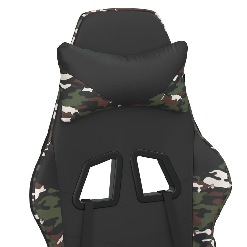 Silla gaming masaje reposapiés cuero sintético negro camuflaje vidaXL