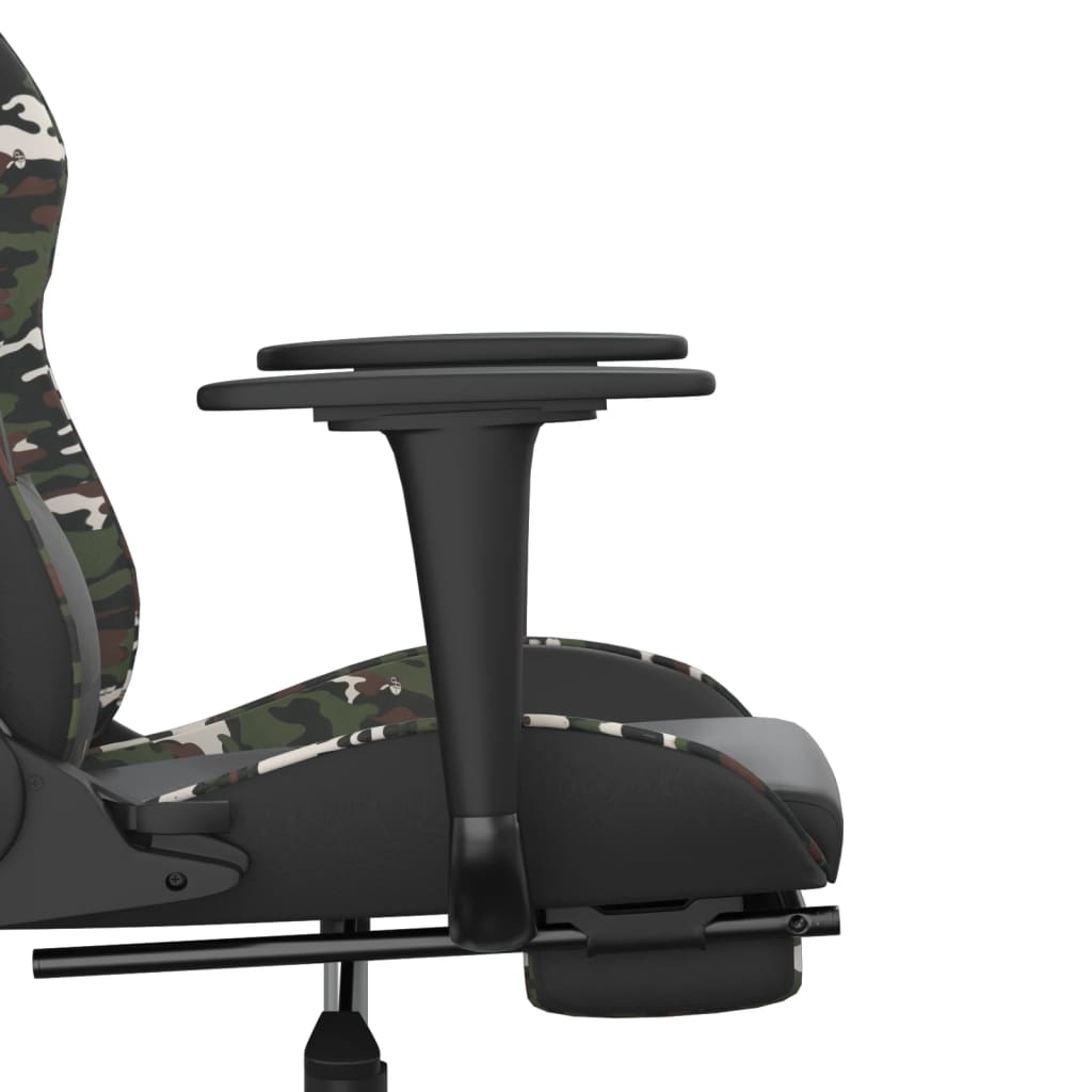 Silla gaming masaje reposapiés cuero sintético negro camuflaje vidaXL