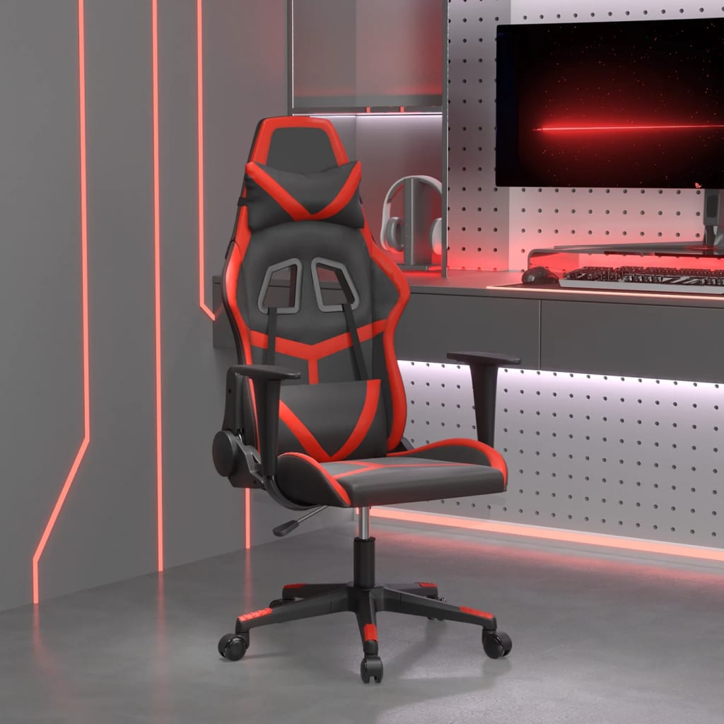 Vetonek Silla gaming de masaje cuero sintético negro y rojo