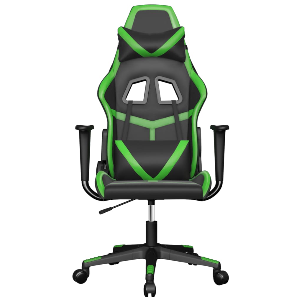 Silla gaming de masaje cuero sintético negro y verde - Vetonek