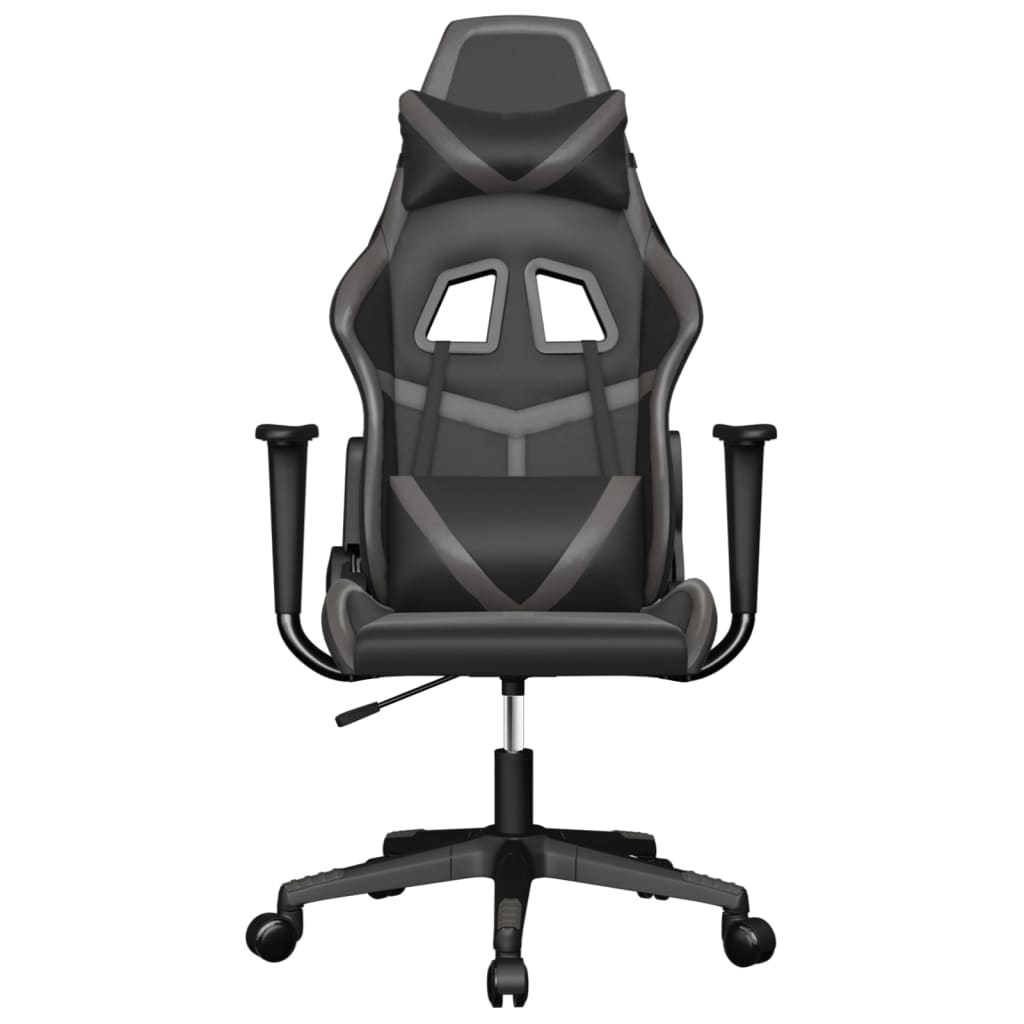 Silla gaming de masaje cuero sintético negro y gris - Vetonek