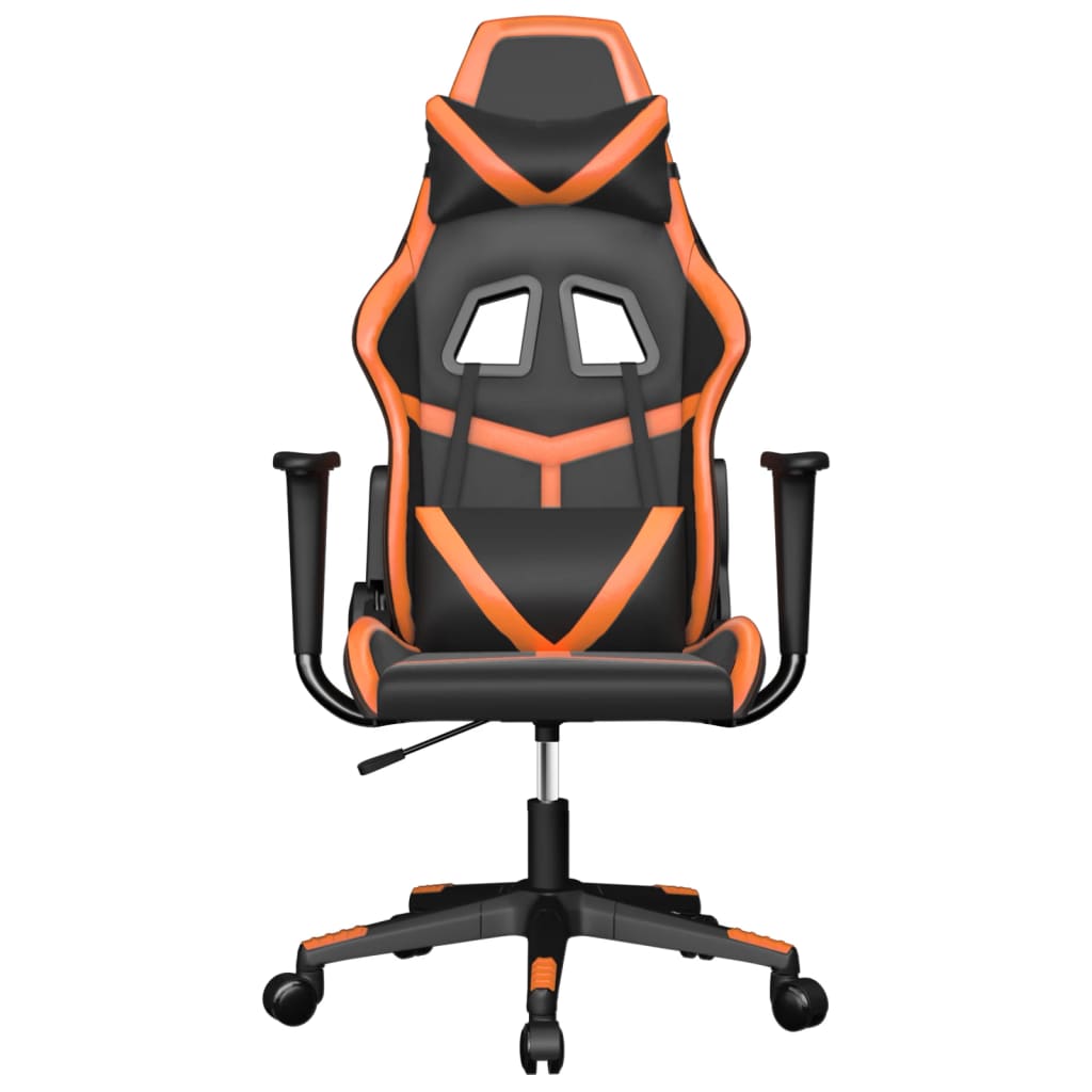 Silla gaming de masaje cuero sintético negro y naranja - Vetonek