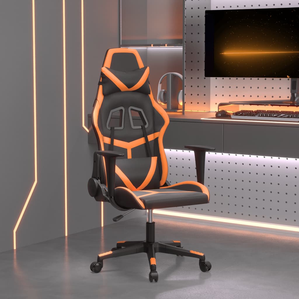 Vetonek Silla gaming de masaje cuero sintético negro y naranja